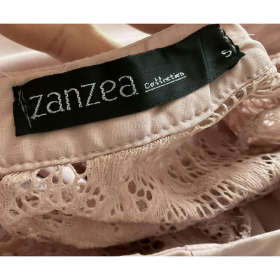 Zanzea Shirt Womens Small Pink Lace Bell Sleeve High Neck Blouse Top Casual