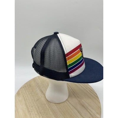 Air Products Hat Cap Snap Back Mens White Blue Rainbow Trucker Mesh Baseball