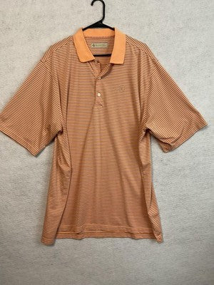 Donald Ross Polo Shirt Mens 2XL Orange Striped Golf Performance Short Sleeve