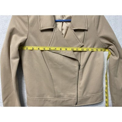 Forever 21 Jacket Womens Small Moto Biker Asymmetrical Zip Lined Faux Leather