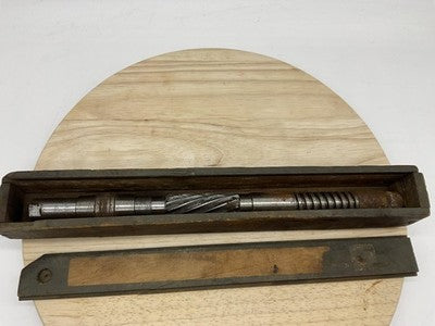 Vintage Adjustable Machine Reamer Metal Cutting Tool With Wood Storage Box