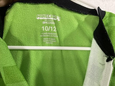 Minecraft One Piece Pajamas Boys 10/12 Green Creeper Fleece Zip Sleepwear