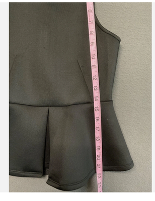 Monteau Top Womens XS Black Sleeveless Peplum Zip Back Fitted Blouse Shirt