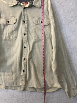 Wrangler Flex For Comfort Shirt Mens 3XL Beige Stretch Long Sleeve Button Up