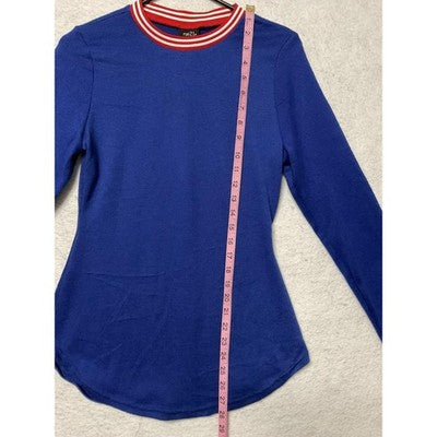 Rue21 Shirt Womens Medium Blue Long Sleeve Ringer Crewneck Slim Stretch Top