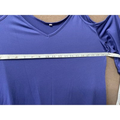 Royal Blue Cold Shoulder Top Size 1XL Stylish Gold Buckle Straps Casual