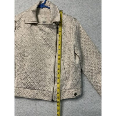 A New Day Jacket Womens XS White Gold Metallic Moto Biker Textured Zip Stylish