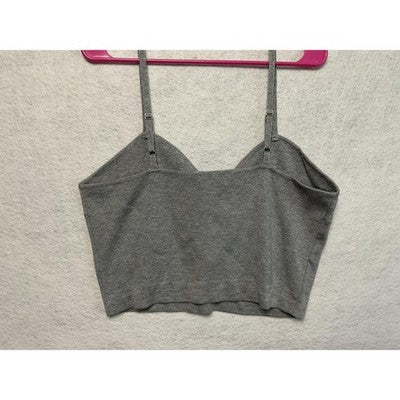 The Drop Catalina Bralette Women 2XL Heather Grey Adjustable Strap Knit Crop Top