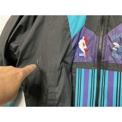 Vintage Charlotte Hornets PufferJacket Mens Large NBA Reversible Pro Player 90s