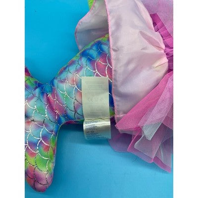 Build-A-Bear Green Frog Mermaid Plush Rainbow Tail Pink Tutu Dress 17" W/Sound