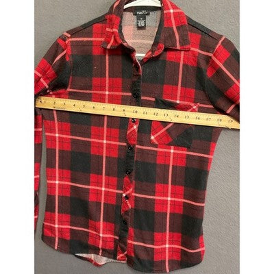 Rue21 Women's XS Plaid Flannel Shirt Red Black Grunge Layering