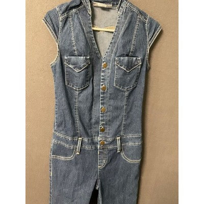 Vintage Andrea Jeans Sleeveless Blue Denim Jumpsuit Small Y2K, 90's