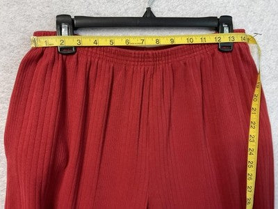 A La Carte Collection Pants Women Medium Red Ribbed Knit Tapered Leg Elastic VTG
