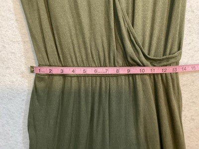 Serra Jumpsuit Womens Medium Green Short Sleeve Surplice V Neck Jogger Casual