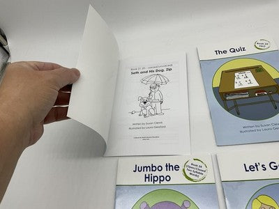 IMSE Decodable Readers Lot 4 Clewis Seth & His Dog Zip Quiz Jumbo Hippo Go PB