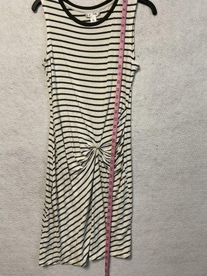 Just Be Dress Womens Small White Green Striped Sleeveless Knot Front Casual Tank
