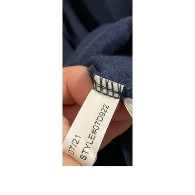 Nautica Hoodie Dress Womens Large Navy Blue Striped Sleeve Logo Hem 07D922 NEW
