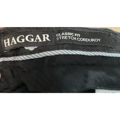 Haggar Pants Mens 42x30 Black Stretch Corduroy Classic Fit Casual Comfort