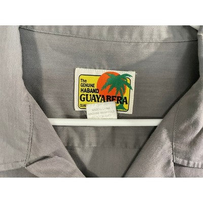 Haband Guayabera Shirt Mens 3X Gray Embroidered Short Sleeve Tropical Button Up