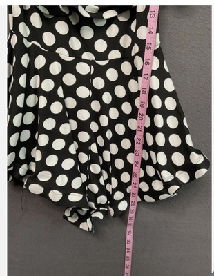 Highlight Romper Womens Small Black White Polka Dot Ruffle Short Sleeve Dressy