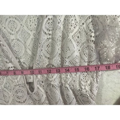 Spiaggia Dolce Lace Maxi Dress Womens L White V-Neck Crochet Beach Coverup Boho