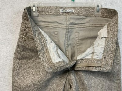 Lee Jeans Womens 32x23 Tan Leopard Animal Print Natural Fit Just Below Waist Y2K