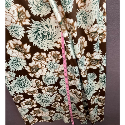 NWT Happy x Nature Wide Leg Floral Jumpsuit Size 4 Green Brown Retro Chic