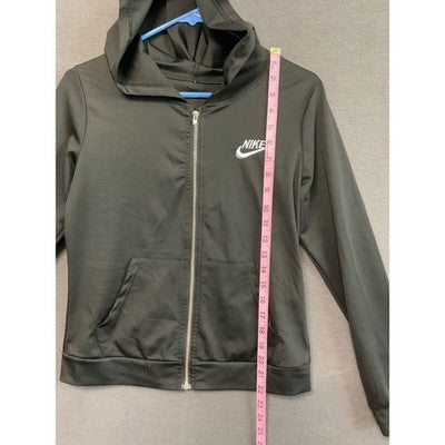 Nike Youth S Full Zip Hoodie Black Polyester Athletic Jacket Logo Lightweight