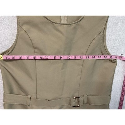 @Class Dress Girls Size 20 Tan Sleeveless Belted School Uniform Office Wear