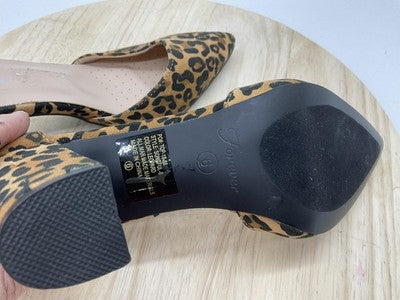 Forever Shoes Womens Size 6 Brown Leopard D'Orsay Ankle Strap Pumps SONGFUL-6