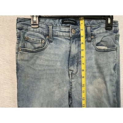 Aeropostale Jeans Womens Medium Light Wash High Rise Jegging Skinny Stretch Long