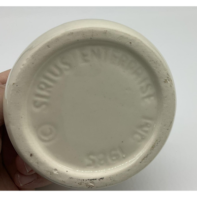 Vintage Sirius Enterprise Floral Pot Small Round Planter White Ceramic 1985