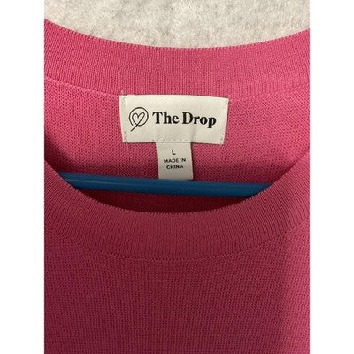 The Drop Dress Ribbed Pink Women's Large Sleeveless Knit Tank Midi Shift