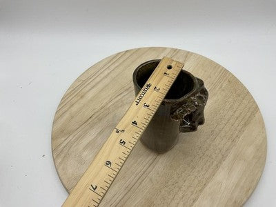 Handmade Ceramic Beer Mug Brown Sculpted Handle Tall Artisan Pottery Cup Rustic