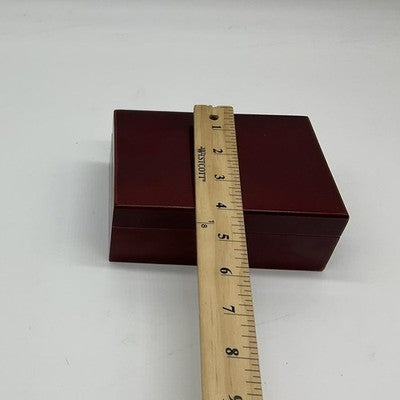 Red Wood Jewelry Hand Harness Display Storage Box Mirror Slots Case Rectangular