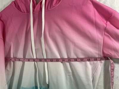 Korelayer Hoodie Womens Medium Pink Blue Ombre Pullover Kangaroo Pocket Soft