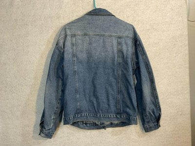 Fashion Nova Jacket Womens Medium Blue Denim Button Front Collared Pockets