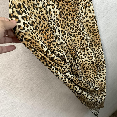 Drama Gold Dress Womens Small Leopard Print Ruched Midi Made USA Stretch