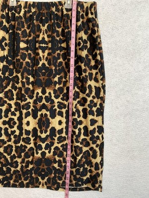 Full Circle Trends Skirt Womens 3X Brown Leopard Midi Pencil Stretch Pull On