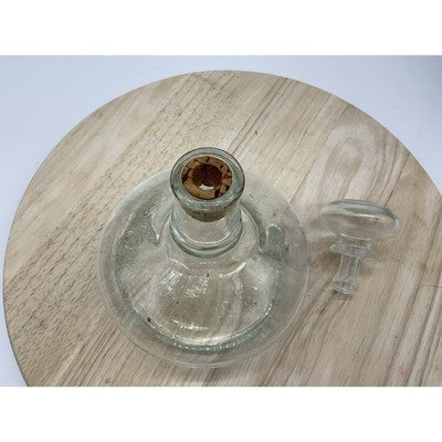 Clear Glass Liquor Bottle Decanter Squat Round with Stopper 750 ML Made in Italy