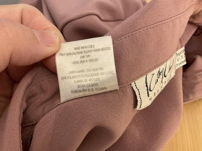 Cathy Che Blouse Womens 12 Pink Collared 3/4 Sleeve Embroidered Stretch Top