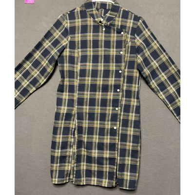 Flannel Plaid 2pc Loungewear Set Women L Pull-On Pants Pockets Long Tunic Top