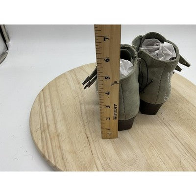 Qupid Ankle Bootie Women 5.5 Olive Green Studded Triple Buckle Western Boot