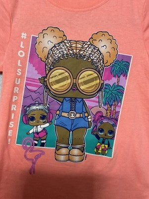 L.O.L. Surprise! Shirt Girls 7/8 Pink Crew Neck LOL Dolls Graphic Tee Top