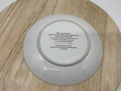 Avon 5th Anniversary Oak Commemorative Award Porcelain Plate 1993 Japan 22K Gold