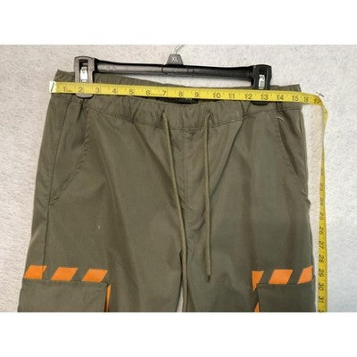 SMOKEASH Cargo Pants Mens S Drawstring Pockets Streetwear Imitation Silk Cotton