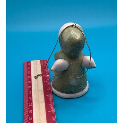 Vintage Green & White Caroling Angel - Little Girl Figurine, Christmas Ornament