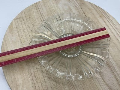 Clear Glass Flower Shaped Serving Bowl Decorative Fluted Edge Dish Centerpiece