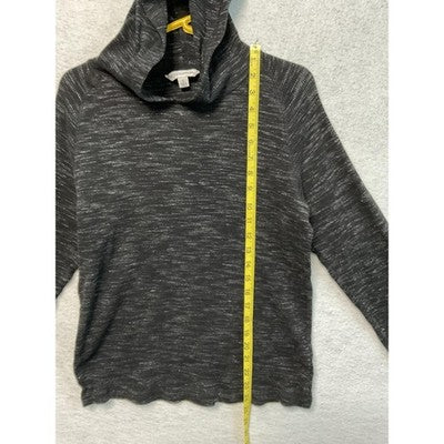 Distortion Sweater Womens Small Black Gray Hooded Knit Heathered Pullover Soft