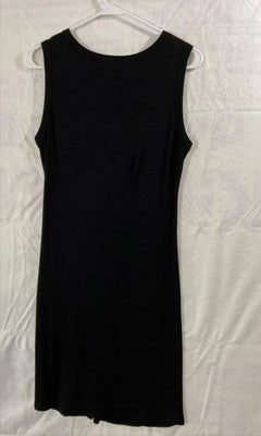 Olivia Grey Dress Womens Large Black Sleeveless Twist Front Sheath Knee Length